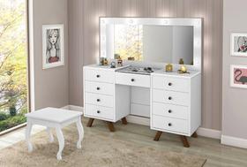 Penteadeira Camarim com Espelho e Banqueta Mila Branco