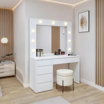 Penteadeira Camarim com Espelho e Lampada 5 Gavetas 100% MDF Anne Naturalle