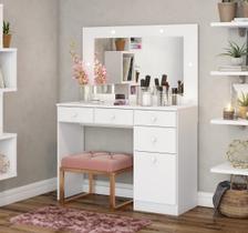 Penteadeira Camarim com Espelho e LED 1 Porta 4 Gavetas Happy Espresso Móveis Penteadeira Camarim com Espelho e LED 1 Porta 4 Gavetas Happy Espresso Móveis