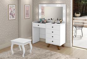 Penteadeira Camarim com Espelho e LED Luna Branco - Luapa