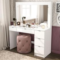Penteadeira Camarim com Espelho e Visor de Vidro 5 Gavetas Lana Mobikasa Penteadeira Camarim com Espelho e Visor de Vidro 5 Gavetas Lana Mobikasa