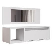 Penteadeira Camarim com Espelho Suspensa 90cm 1 Gaveta Elle M24 Branco - Mpozenato Penteadeira Camarim com Espelho Suspensa 90cm 1 Gaveta Elle M24 Branco - Mpozenato
