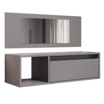 Penteadeira Camarim com Espelho Suspensa 90cm 1 Porta Elle M24 Grafite - Mpozenato