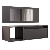 Penteadeira Camarim com Espelho Suspensa 90cm 1 Porta Elle M24 Preto - Mpozenato Penteadeira Camarim com Espelho Suspensa 90cm 1 Porta Elle M24 Preto - Mpozenato