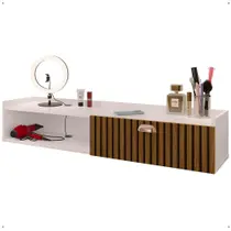 Penteadeira Camarim Decor Suspensa Mesa Bancada Cantinho Maquiagem Porta Nicho Decoração Quarto Luxo RPM