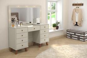 Penteadeira Camarim EL Com Iluminação de Led e 9 Gavetas Cor Off White