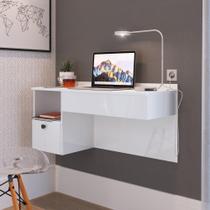 Penteadeira Camarim Escrivaninha Mesa Para Maquiagem Tampo Com Espelho 1 Gaveta Quarto Branco