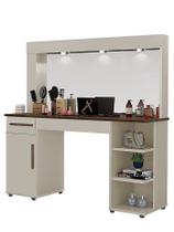 Penteadeira Camarim Espaçosa com Espelho e Gaveta Carvalho Off White