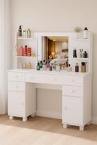 Penteadeira Camarim Espaçosa Com Prateleiras e Portas Para Maquiagem Para Quarto ou Closet Espelho Grande