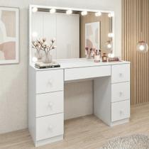 Penteadeira Camarim Espelhada 7 Gavetas Lívia Branco