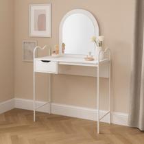 Penteadeira Camarim Estrutura Metal MDF Com Gaveta Porta Objetos E Espelho Para Maquiagem