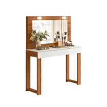 Penteadeira Camarim Gala com Espelho 1 Gaveta Cinamomo e Branco