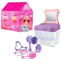 Penteadeira Camarim Infantil Princesa Salão Beleza + Cabana Penteadeira Camarim Infantil Princesa Salão Beleza + Cabana