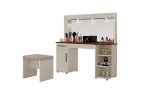 Penteadeira Camarim JA Com Luz Cor Off White / Canela