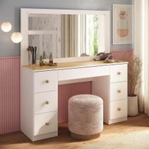 Penteadeira Camarim MP6100 7 Gavetas com Espelho MDF-MDP Branco Multimóveis Penteadeira Camarim MP6100 7 Gavetas com Espelho MDF-MDP Branco Multimóveis