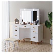 Penteadeira Camarim New Seul com Banqueta Almofadada Ambiente Branco - Luapa Penteadeira Camarim New Seul com Banqueta Almofadada Ambiente Branco - Luapa