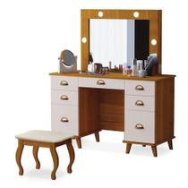 Penteadeira Camarim New Seul Com Banqueta Almofadada Ambiente Freijó Maní - Luapa Penteadeira Camarim New Seul Com Banqueta Almofadada Ambiente Freijó Maní - Luapa