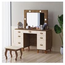 Penteadeira Camarim New Seul com Banqueta Almofadada Ambiente Malbec Off White - Luapa Penteadeira Camarim New Seul com Banqueta Almofadada Ambiente Malbec Off White - Luapa