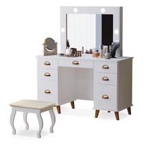 Penteadeira Camarim New Seul com Banqueta Almofadada Branco - Luapa Penteadeira Camarim New Seul com Banqueta Almofadada Branco - Luapa