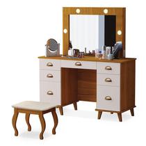 Penteadeira Camarim New Seul com Banqueta Almofadada Freijó Maní - Luapa Penteadeira Camarim New Seul com Banqueta Almofadada Freijó Maní - Luapa