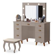 Penteadeira Camarim New Seul Com Banqueta Almofadada Mani - Luapa Móveis