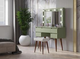 Penteadeira Camarim ST Com Luzes e Banqueta Estilo Retrô Cor Alecrim