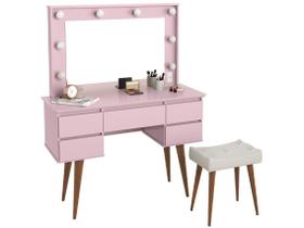 Penteadeira Camarim Strass com Banqueta Rosa - Patrimar