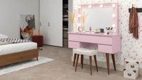 Penteadeira Camarim Strass com Banqueta Rosa - Patrimar