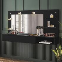 Penteadeira Camarim Suspensa Essenza Preto Fosco - PR Móveis