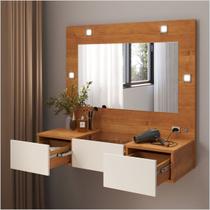 Penteadeira Camarim Suspensa LED 3 Gavetas 96cm Nature Off White Sofia Ofertamo Penteadeira Camarim Suspensa LED 3 Gavetas 96cm Nature Off White Sofia Ofertamo