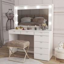 Penteadeira Camarim Top Model para 8 Lâmpadas 7 Gavetas Branco - Panorama Móveis