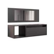 Penteadeira Camarin Suspenso Espelho 1p Nicho Quarto Mayumi 90cm Preto M12 - D'Rossi Penteadeira Camarin Suspenso Espelho 1p Nicho Quarto Mayumi 90cm Preto M12 - D'Rossi
