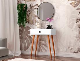 Penteadeira Classic Moderna com pés retrô com 1 gaveta para quarto - Várias Cores