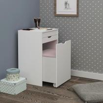 Penteadeira com 1 Gaveta e Puff Baú - Branco/ Tecido 408