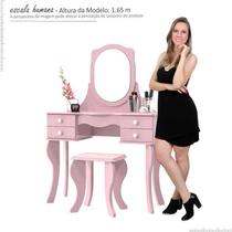 Penteadeira Com Banqueta Espelho 4 Gavetas Princesa Patrimar Rosa Penteadeira Com Banqueta Espelho 4 Gavetas Princesa Patrimar Rosa