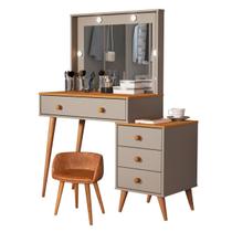 Penteadeira com Banqueta material sintético Ágata Espelho Led e Gavetas 100% MDF Para Acessórios Maquiagem Penteadeira com Banqueta material sintético Ágata Espelho Led e Gavetas 100% MDF Para Acessórios Maquiagem