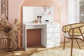 Penteadeira com Espelho 3 Gavetas Princesa Para Quarto De Menina Branco Estudos Closet