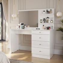 Penteadeira com Espelho 3 Gavetas Princesa Para Quarto De Menina Branco Estudos Closet