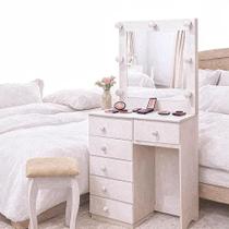 Penteadeira com Espelho Camarim MDF Branco e Banco para Quarto Pequeno