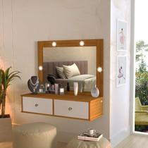 Penteadeira Com Espelho e Luz Estilo Suspenso 2 Gavetas