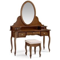 Penteadeira com Espelho Louvre de Madeira com 5 Gavetas e Banqueta - M51045