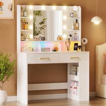 Penteadeira COMHOMA com Espelho Iluminado, LED RGB e Tomadas