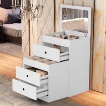 Penteadeira Cômoda 3 Gavetas C/espelho Banqueta - Preto