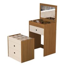 Penteadeira Cômoda Olivia 3 Gavetas 100 Mdf espelho Banqueta