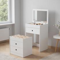 Penteadeira Cômoda Olivia MDF 80x60cm Espelho Banqueta