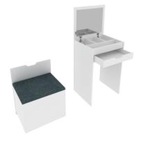 Penteadeira Compacta com Espelho 1 Gaveta e Puff PE2007 Branca Tecnomobili Penteadeira Compacta com Espelho 1 Gaveta e Puff PE2007 Branca Tecnomobili