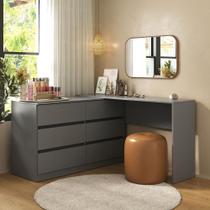 Penteadeira De Canto 120cm 6 Gavetas Multimóveis Mp4404 Grafite Penteadeira De Canto 120cm 6 Gavetas Multimóveis Mp4404 Grafite