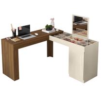 Penteadeira de Canto com Escrivaninha Estrela com Espelho e Divisórias - EdeCasaMoveis