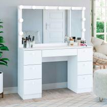Penteadeira Ditália 7 Gav. PE-80 Branco c/ Kit Luz Camarim Cozy