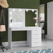 Penteadeira Ditália 7 Gavetas Branco c/ Kit Luz Camarim